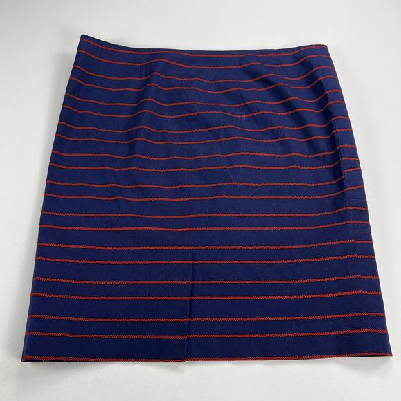 Carlisle Navy & Red Stripe Zip Front Straight skirt Yellow Zipper Size 16 - Picture 6 of 11